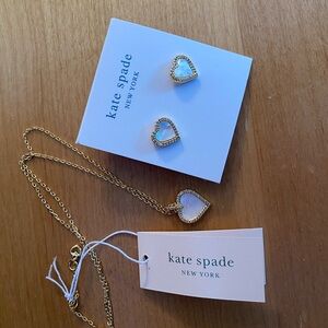 Kate Spade Gold and Pearl Heart Necklace and Earrings